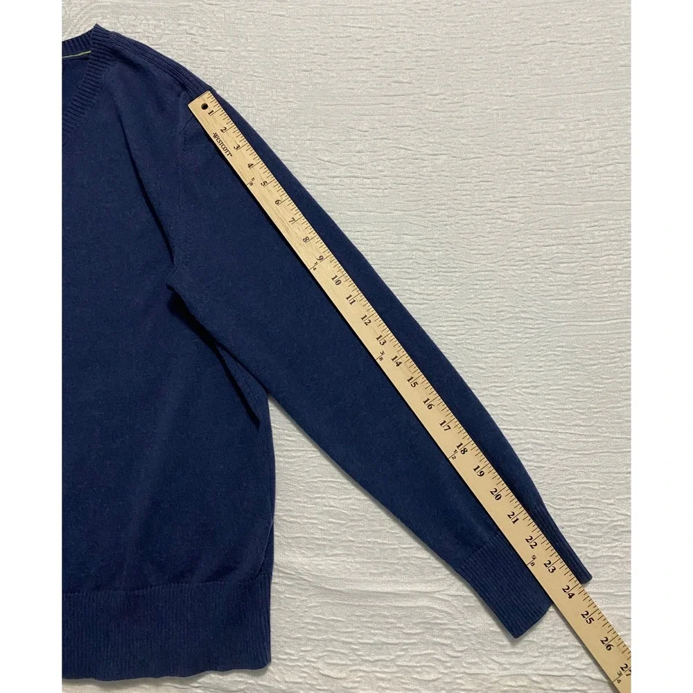 Banana Republic Mens V‎ Neck Sweater Medium Blue Cotton Knit Long Sleeve